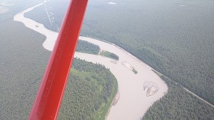 Flying over the Talkeetna River.